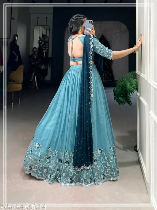 Forest Green Banarasi Silk Lehenga
