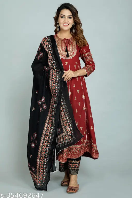 Terracotta Block Print Straight Kurta Set