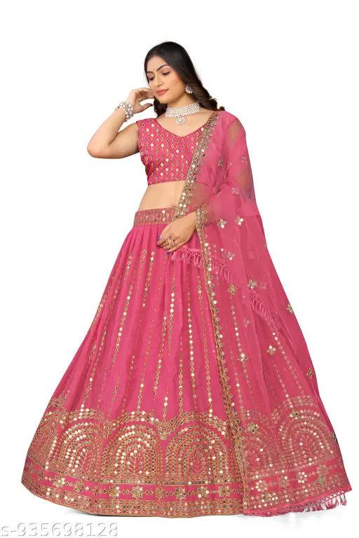 Peach Floral Printed Lehenga Set