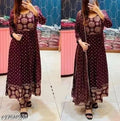 Gold Mirror Work Anarkali Set
