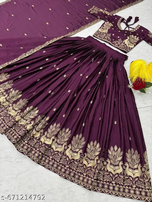 Maroon Velvet Bridal Lehenga Set