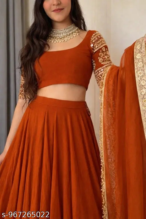 Peach Floral Printed Lehenga Set