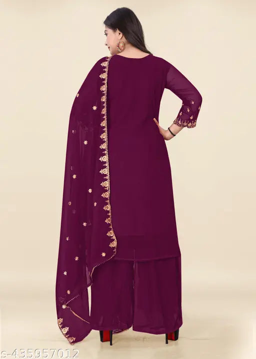 Indigo Ikat Printed Kurta Sharara Set