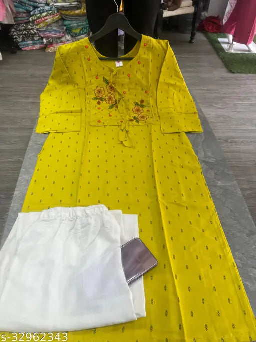 Mustard Yellow Chanderi Suit Set