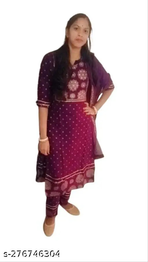 Gold Mirror Work Anarkali Set