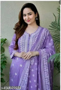 Navy Blue Thread Work Suit Set