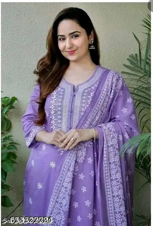 Navy Blue Thread Work Suit Set