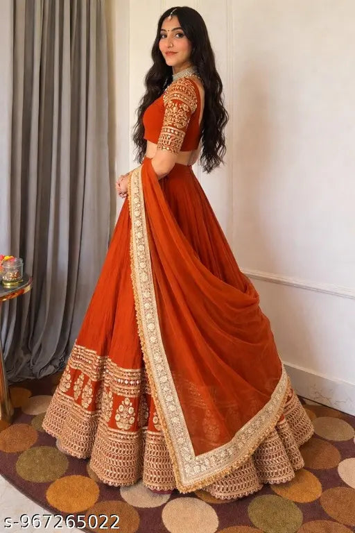 Peach Floral Printed Lehenga Set