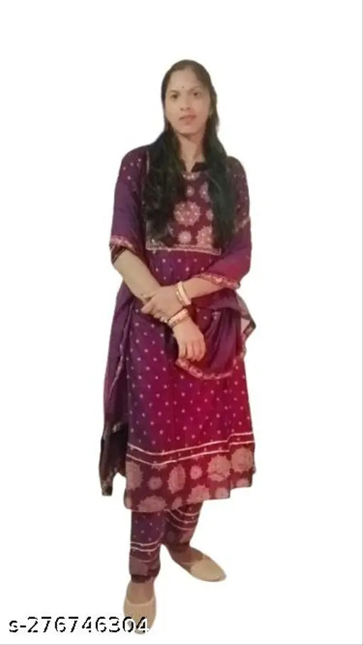 Gold Mirror Work Anarkali Set