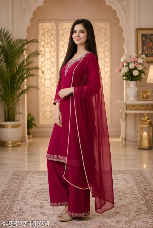 Chocolate Brown Chanderi Palazzo Set