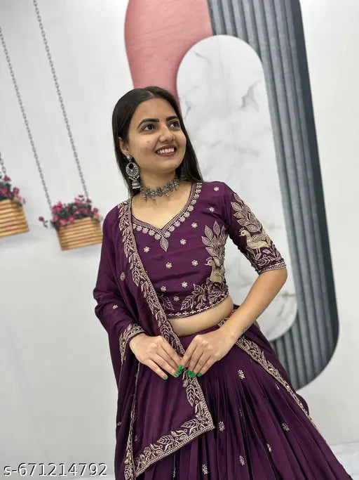 Maroon Velvet Bridal Lehenga Set