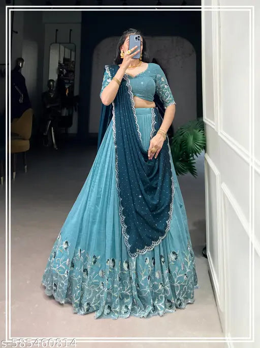 Forest Green Banarasi Silk Lehenga