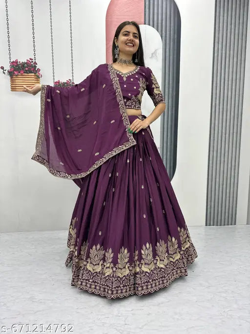 Maroon Velvet Bridal Lehenga Set