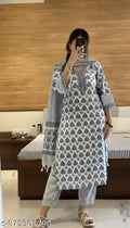 Terracotta Block Print Straight Kurta Set