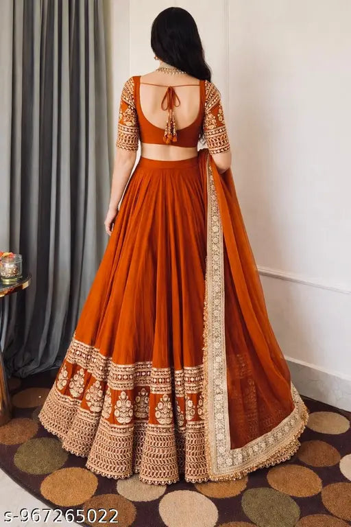 Peach Floral Printed Lehenga Set