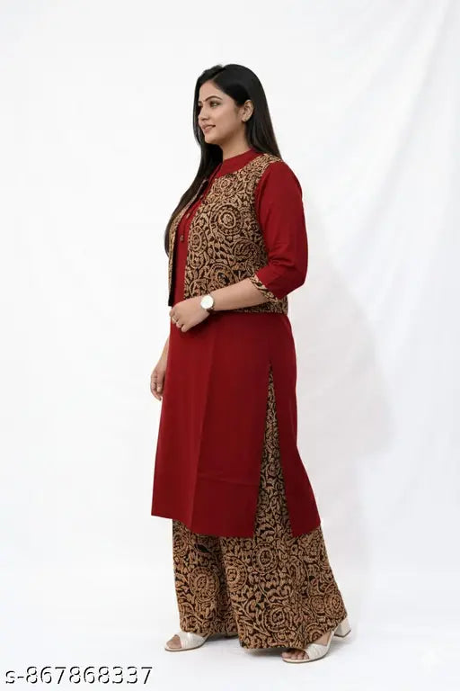 Sage Green Block Print Palazzo Suit