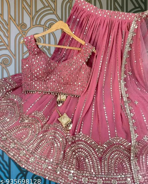 Peach Floral Printed Lehenga Set