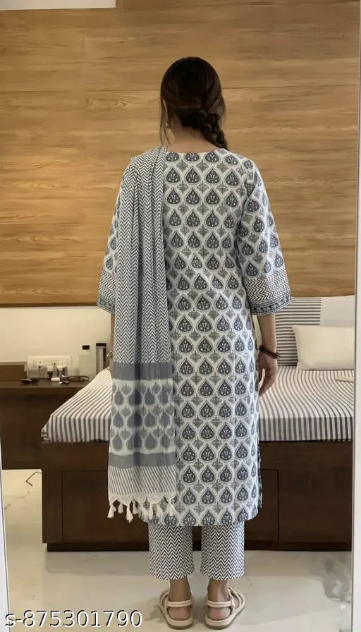 Terracotta Block Print Straight Kurta Set